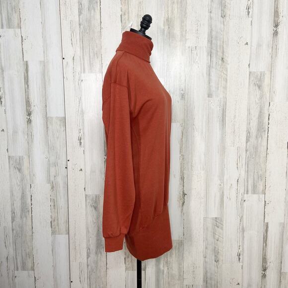 NWT Young Fabulous & Broke Turtleneck Sweatshirt Dress Orange Asymmetric Size XS - Picture 4 of 12